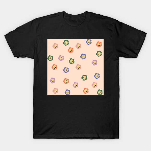 Sad and happy faces pattern T-Shirt by morgananjos